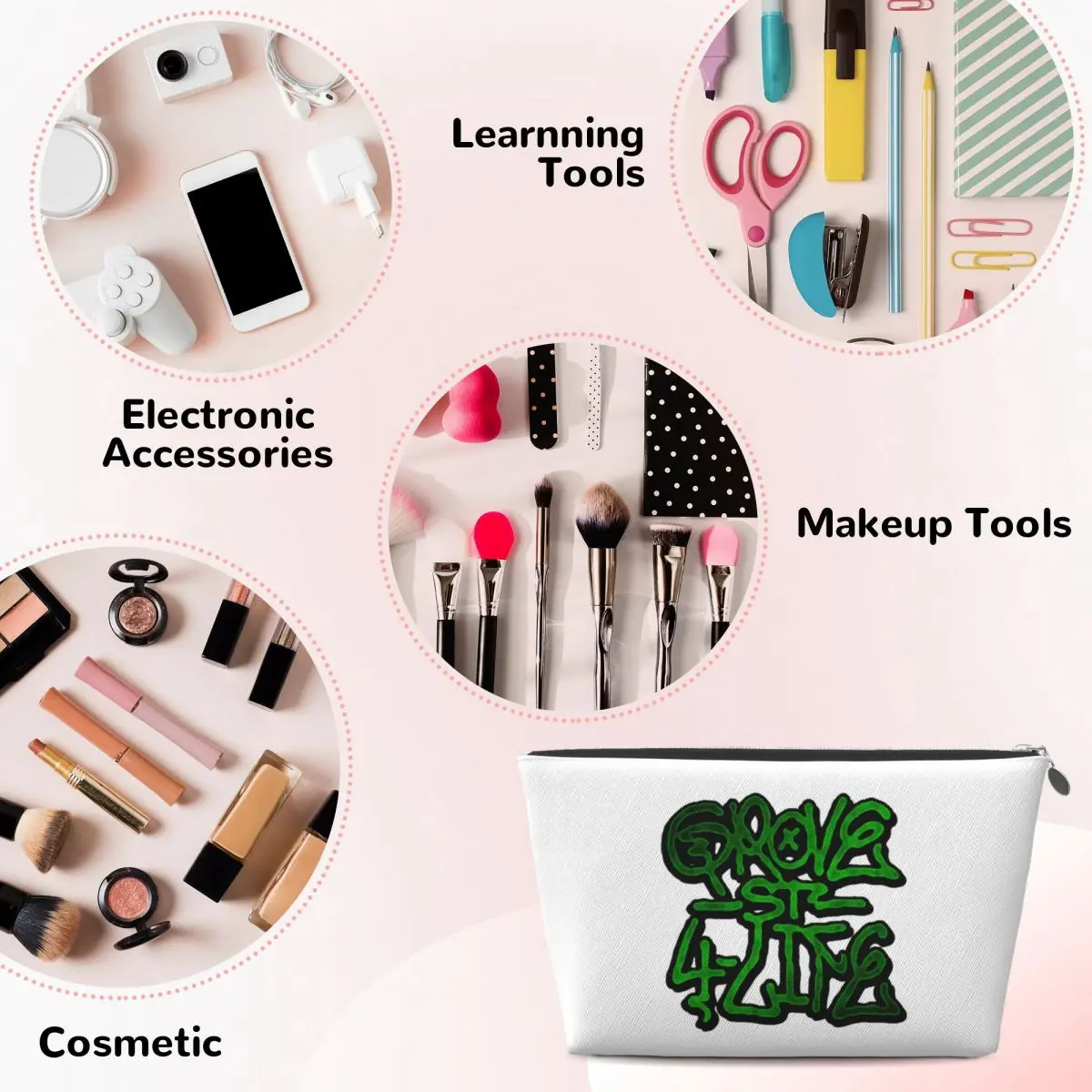 Harajuku Grove 4 Life GTA San Andreas (4) حقائب مستحضرات التجميل النسائية السفر ماكياج المنظم الحقيبة تخزين أدوات الزينة صندوق أدوات Dopp #4