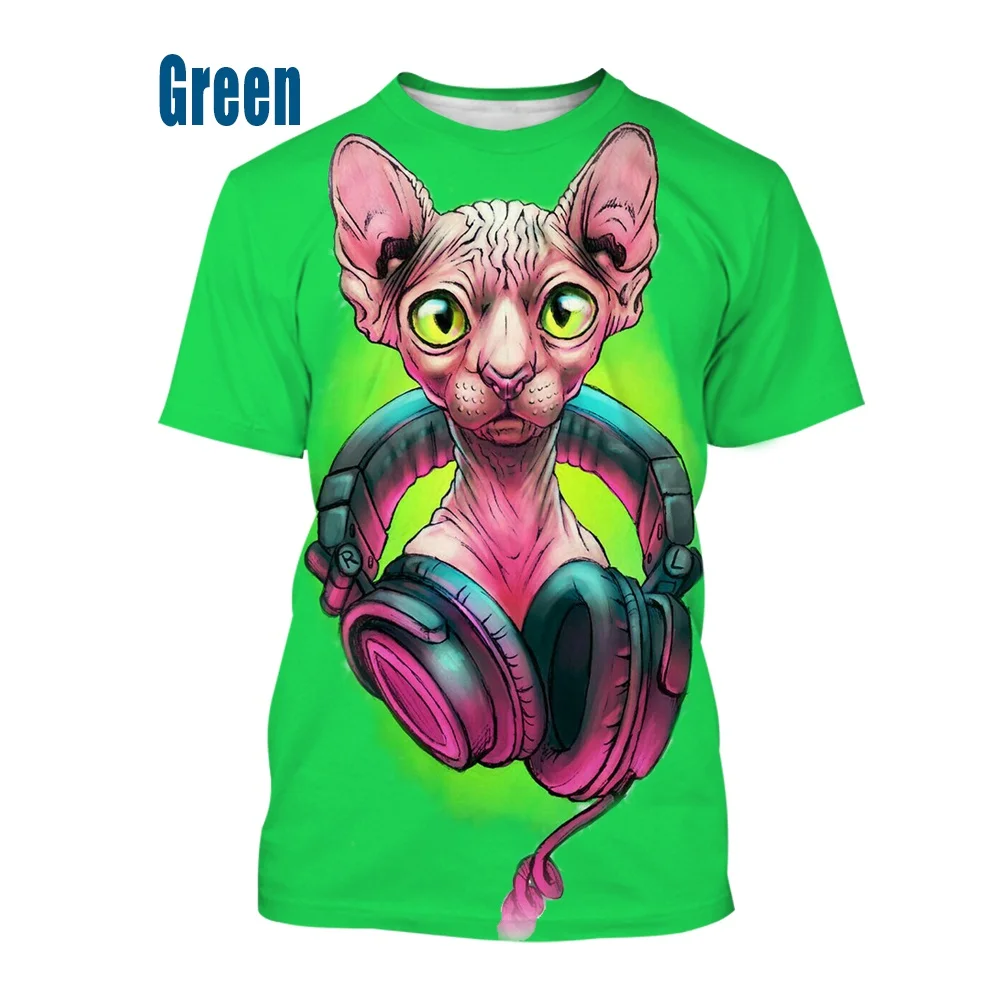 2022 Fashion New Cute Sphynx Cats 3D Print Casual T Shirt Fashion Men Women Short Sleeve Top