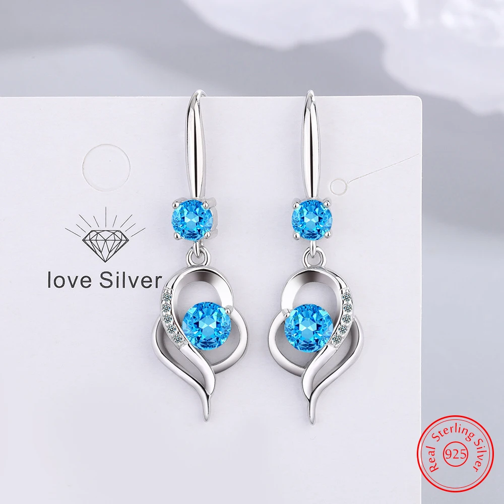 

Quality Jewelry New Women's 925 Sterling Silver Zircon Crystal Fashion Hollow Heart Drop Earrings FQL25048