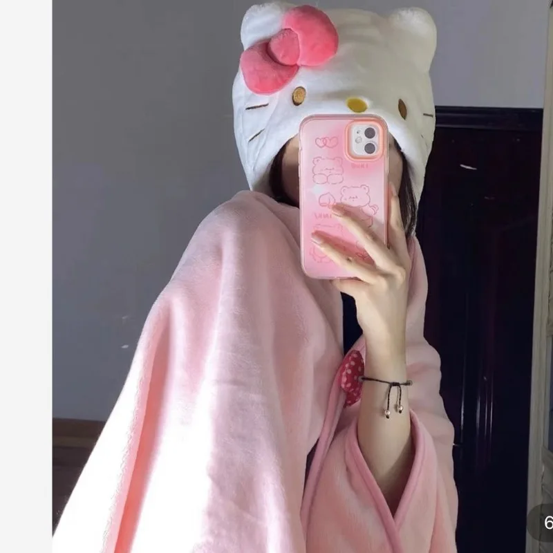 Sanrio New Hello Kitty Kawaii Anime Cartoon Blanket Four Seasons Cloak Cloak Dormitory Fashion Comfortable Soft Gifts for Girls