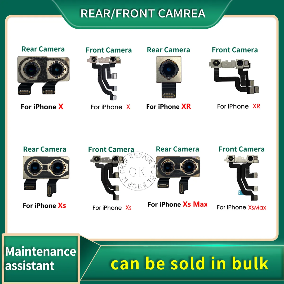 ORIGINAL rear/front camera Flex Cable for iPhone X XS XSMAX XR Front Facing Camera Back Rear Camera Cam Module