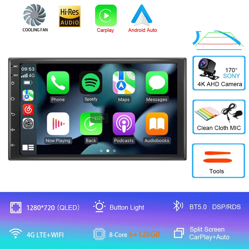 Universele 7 "autoradio GPS 2 din Android 15 Auto Carplay voor Volkswagen Nissan Hyundai Toyota multimediaspeler