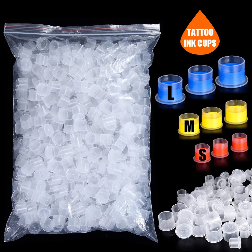 

1000/500/100pcs Plastic Tattoo Ink Cups Caps with Base Clear Self Standing Ink Caps Tattoo Pigment Cups for Tattoo Ink Supply
