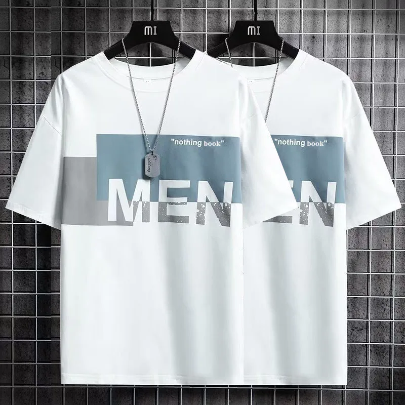 تي شيرت فضفاض بأكمام قصيرة للرجال، تصميم صيفي جديد متعدد الاستخدامات بنصف كم مطبوع، ماركة عصرية، قمة أنيقة للشباب #5
