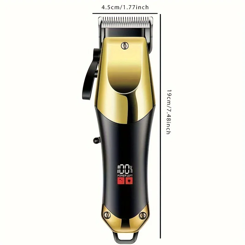 Men\'s Professional Hair Clipper, Hair Cutting Machine, USB Rechargeable Cordless Hair Clipper With LED Display, Festival Gift