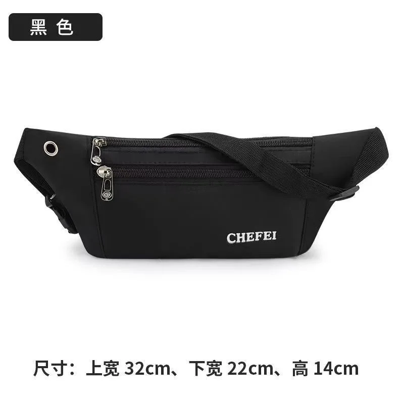 Canvas Waist Fanny Pack With Headphone Hole Adjustable Strap Multi Zipper Pocket Sport Chest Bag For Running Cycling Travel