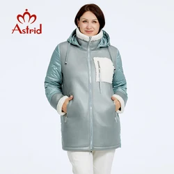 Astrid Women's Winter Jacket 2023 Plus Size Long Bio Down Jackets Stitching Design Thick Fleece Hooded Quilted Coat Women Parka