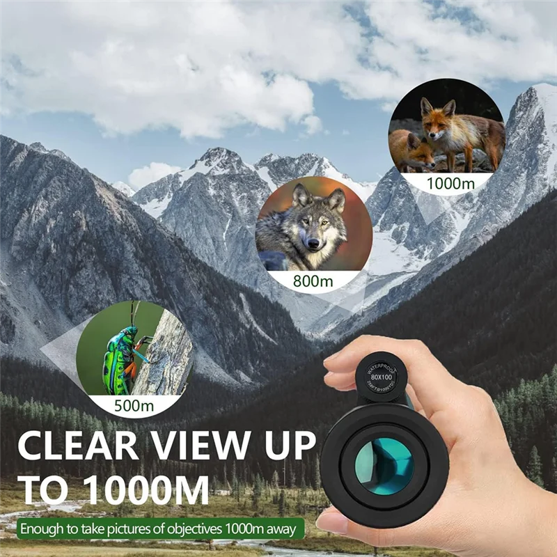 A73E-For Stargazing Wildlife Bird Watching Travel Camping 80X100 High Powered Monocular-Telescope For Smartphone