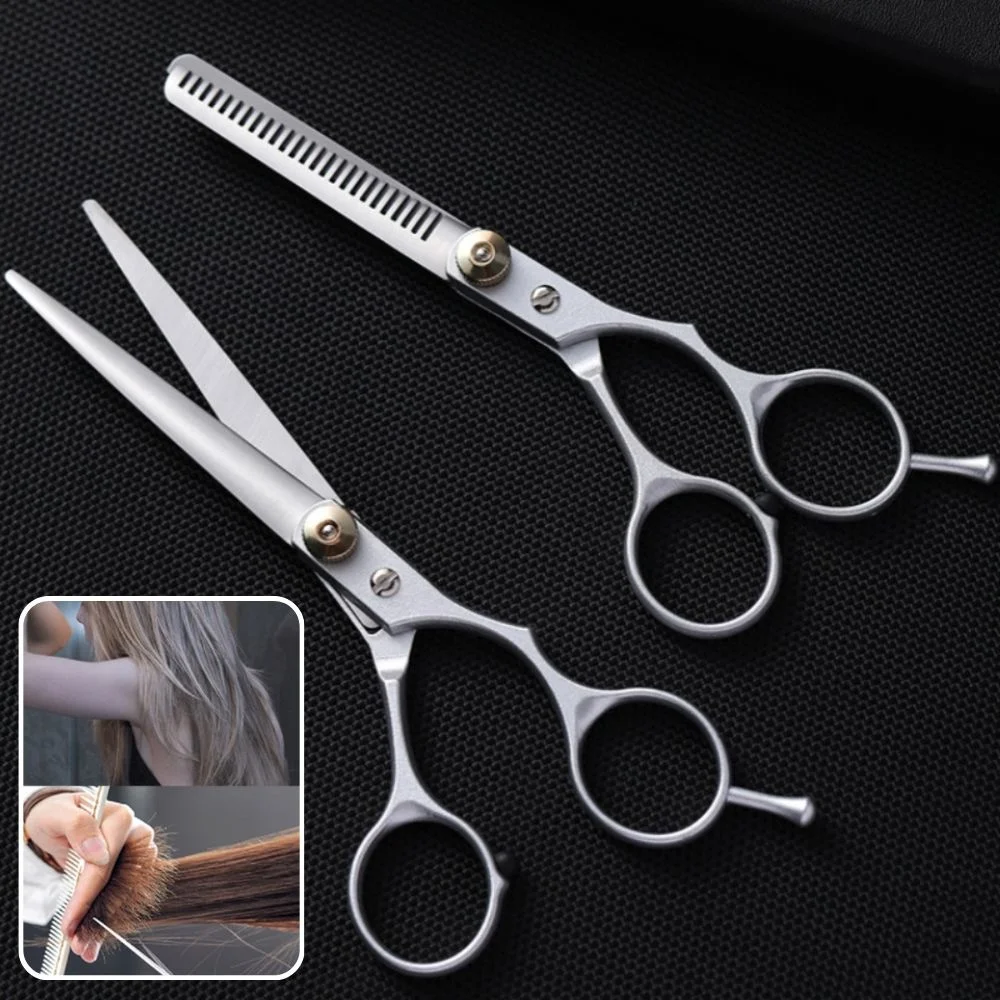 6 Inch Professional Hair Cutting Scissors Thinning Shears Hair Scissors Set Stainless Steel Barber Shop Hairdressing Scissors