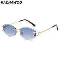 Kachawoo fashion rimless sunglasses for men blue brown green frameless metal sun glasses women unisex decoration European style