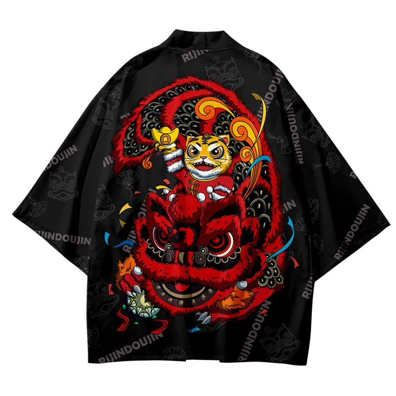 

Japanese Cartoon Lucky Cat Cardigan Kimono Women Men Haori Cosplay Tops Shirts Fashion Casual Beach Yukata Plus Size 6XL 5XL