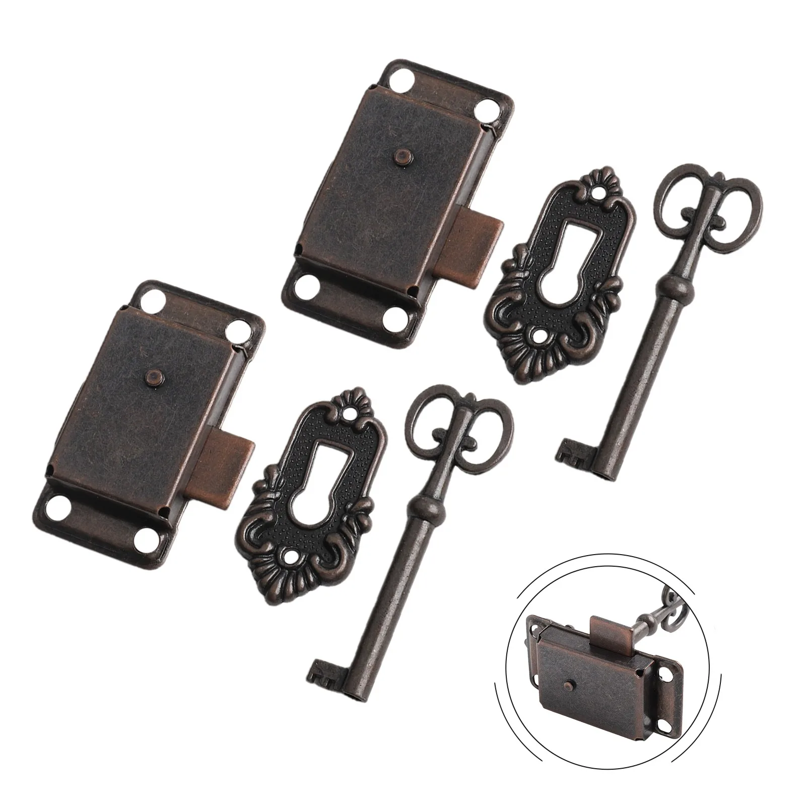 For Curio Cabinets Curio Cabinet Lock Antique Bronze Lock Set Furniture Enhancement Aesthetic Appeal Easy Installation