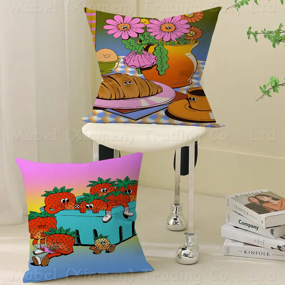 

Food Has Life Pillowcase Toon Gift Cushion Cover Bedroom Home Sofa Chair Seat Decor Pillow Case