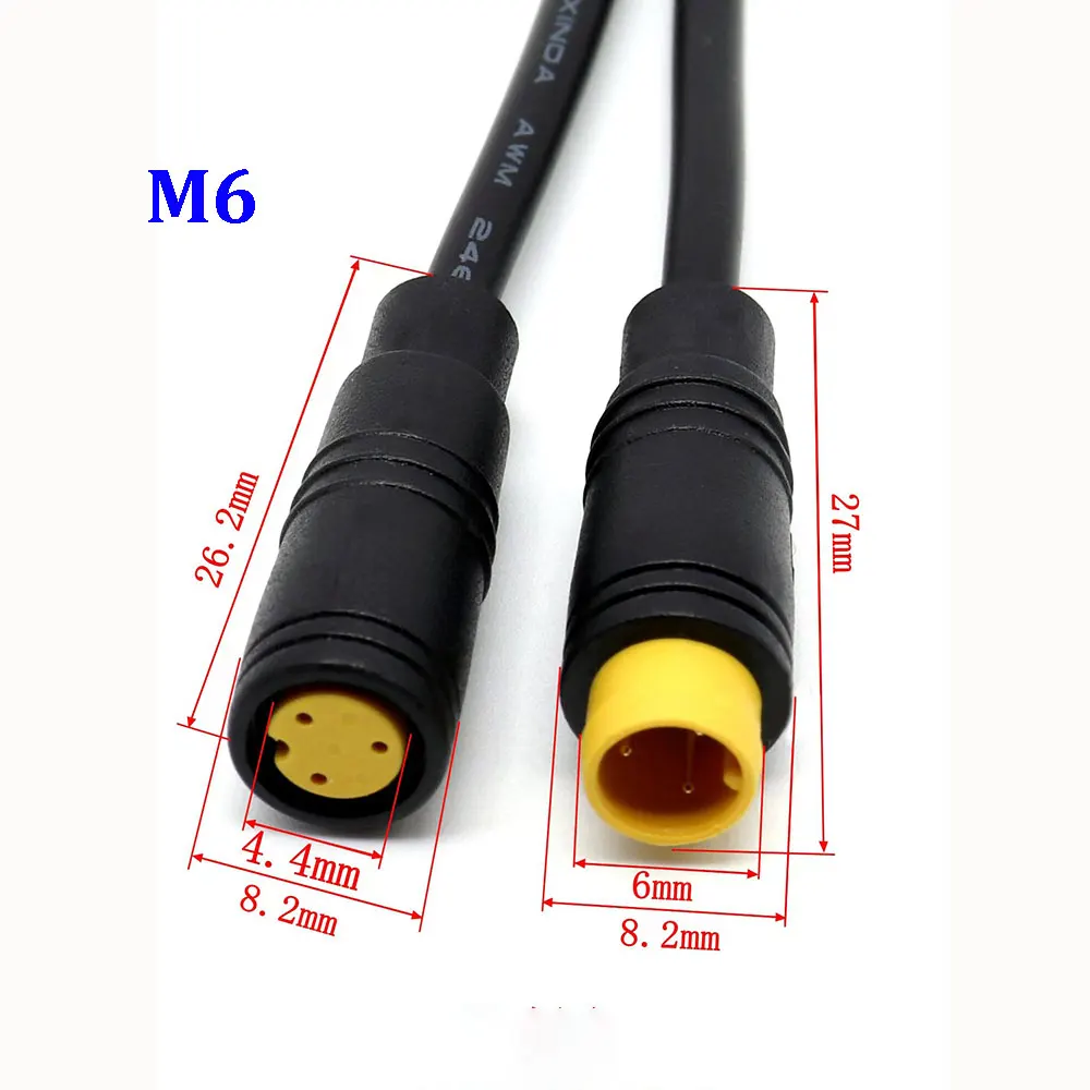 M6 M8 2 3 4 5 6 Pin male to female EbikeElectric Butt Cable Plug Connector Scooter Brake waterproof Signal Sensor cord 1 meter