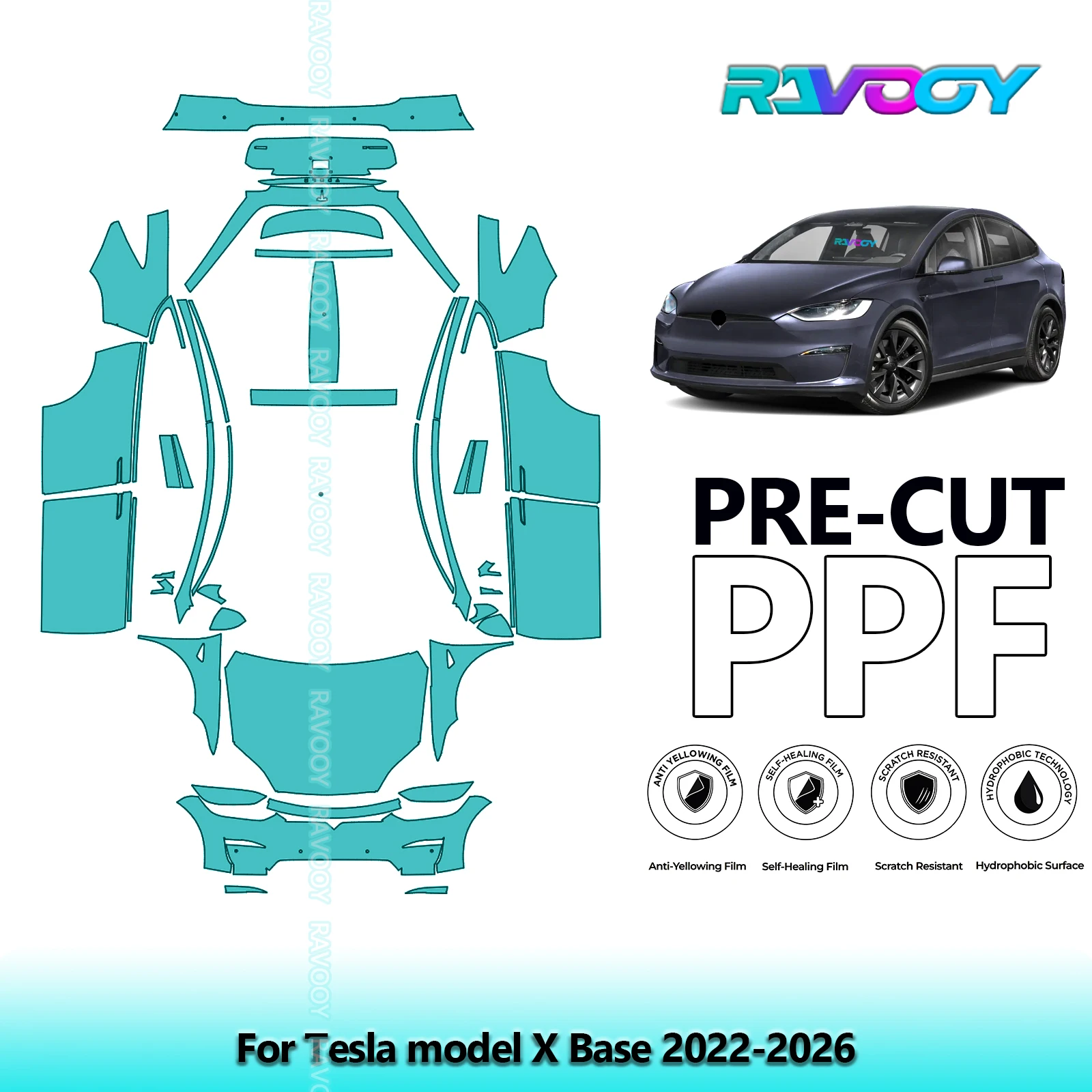 

Car Precut Paint Protection Film Full Vehicle Anti-scratch Exterior TPU PPF For Tesla model X Base 2022-2026