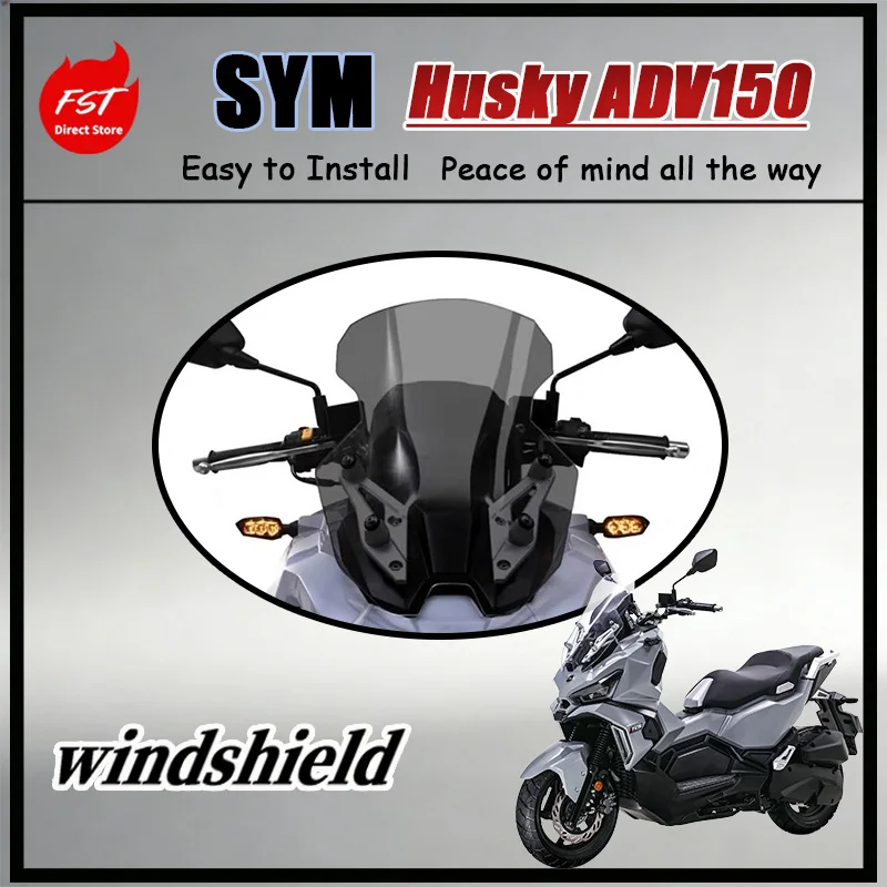 FOR SYM HuskyADV150 Motorcycle Heightened Windshield Chest Protector Wind Mirror Anti-Turbulence Long Distance Tour Modification