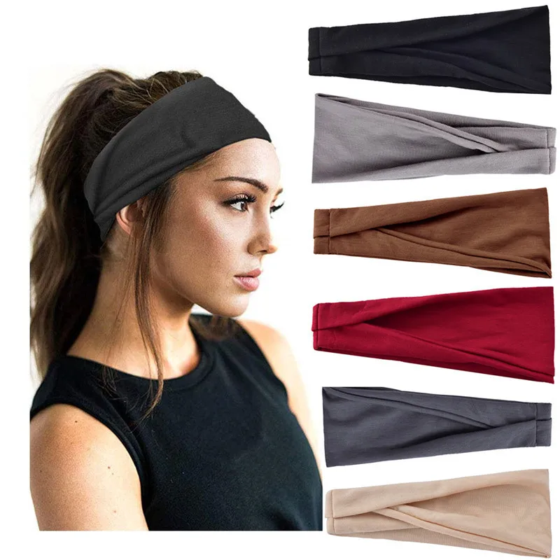 Kobiety z pałąkiem na głowę jednolity kolor Twist bawełna szeroki Turban Twisted wiązane Headwrap dziewczyny Hairband moda akcesoria do włosów Scrunchies