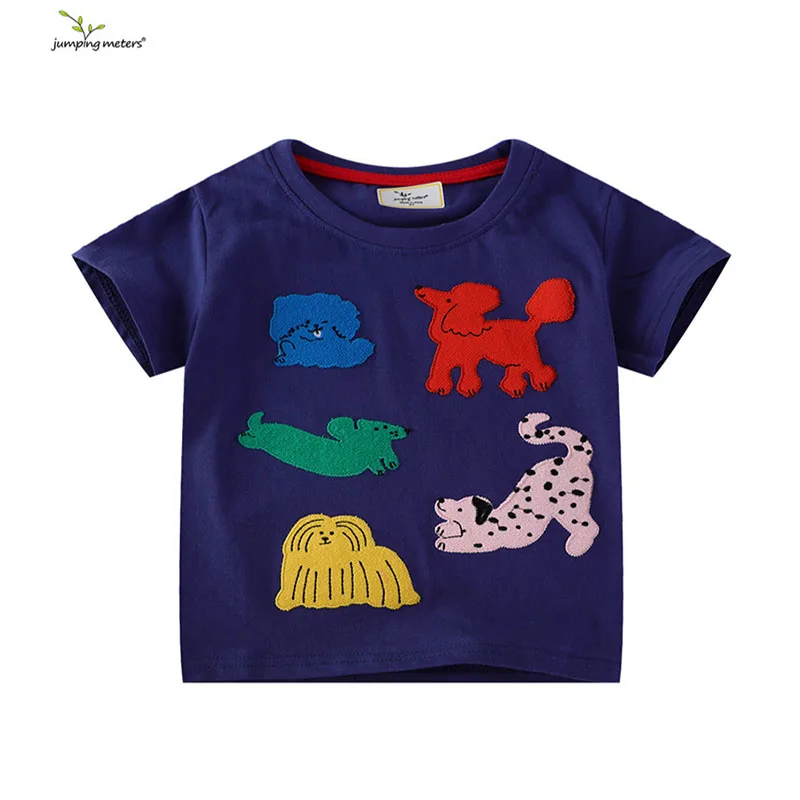 

Jumping Meters 2-7T 100% Cotton Animals Embroidery Summer Boys Girls Tees Kids Tops Fashion Hot Selling Baby Clothes