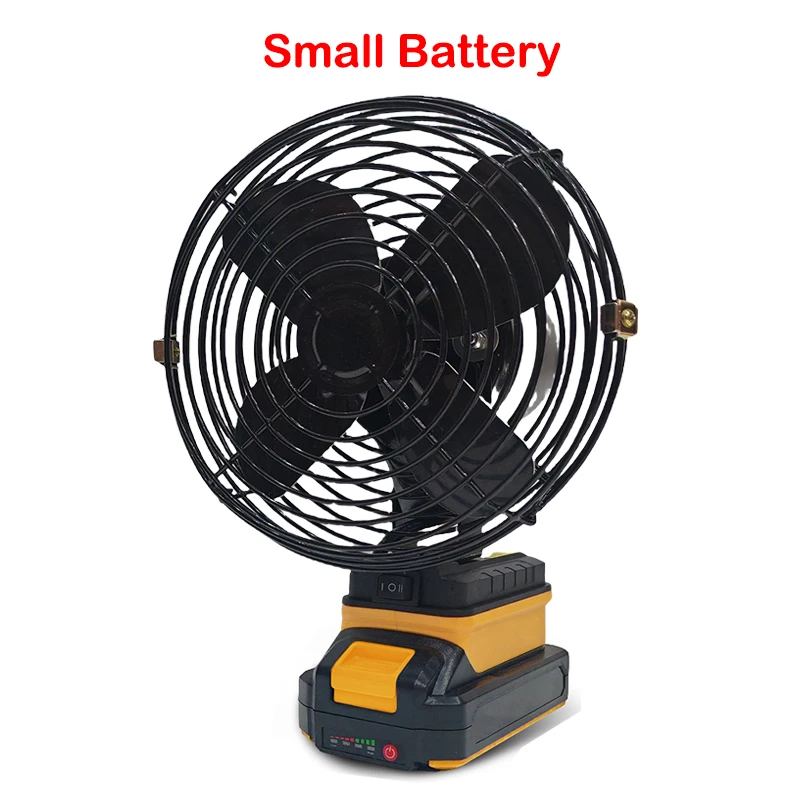 6 Inches Camping Fan 10000/20000mAh Outdoor Fishing Wireless Desktop Portable Metal Fan Strong Wind Fan FIt Dewalt 18V Battery