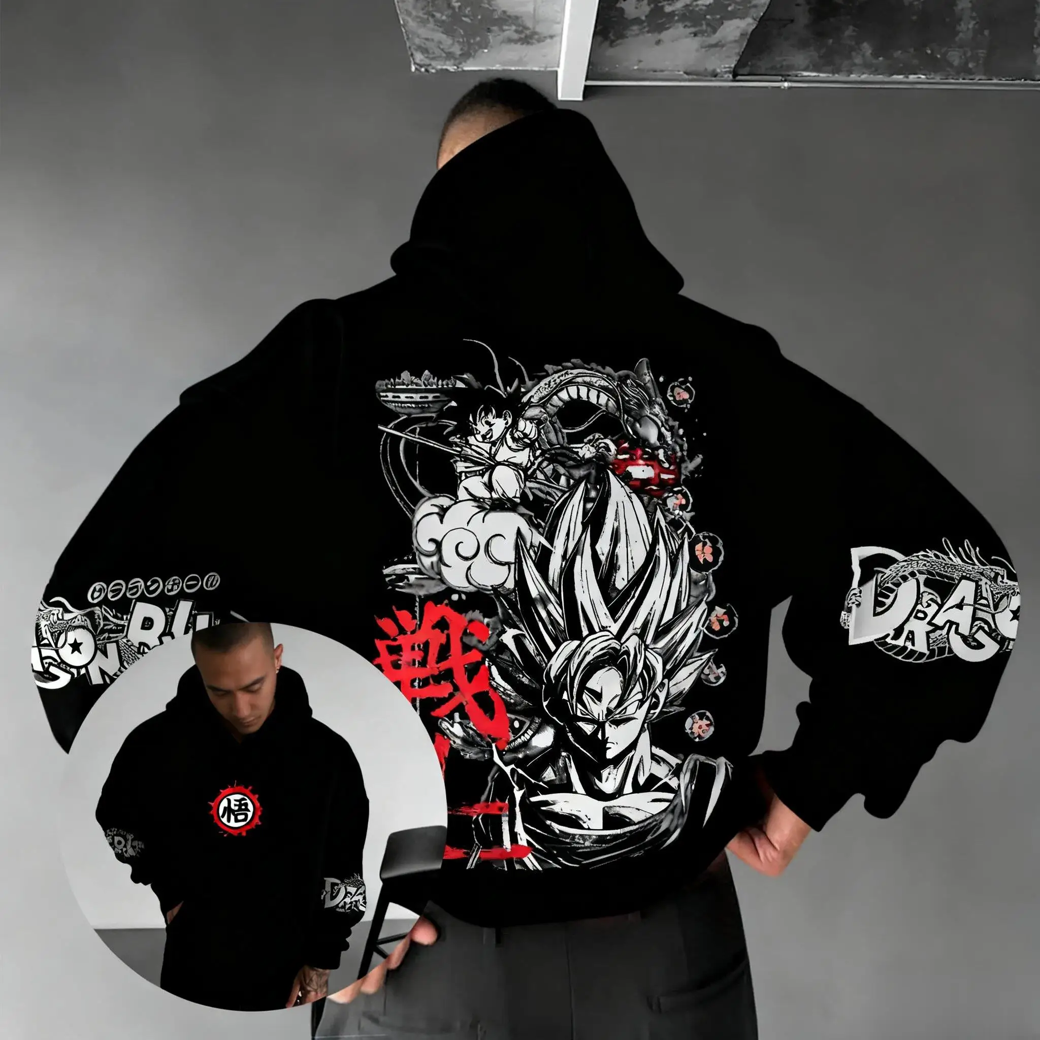 2025 Otoño e Invierno Venta caliente nueva animación Dragon Ball patrón de impresión 3D suéter con capucha al aire libre Casual moda Sudadera con capucha