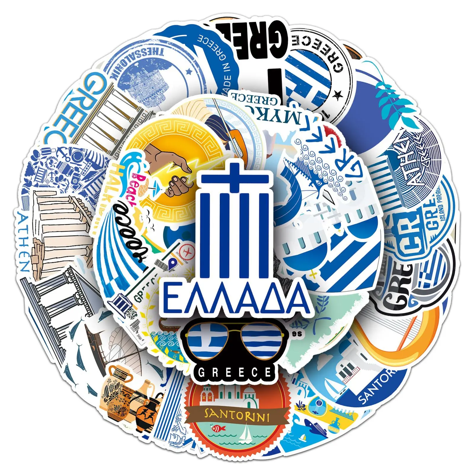 

50PCS Aesthetics Greece Travel Stickers Graffiti Decoration Suitcase Scrapbooking Laptop Phone Stationery Kid Toy Sticker