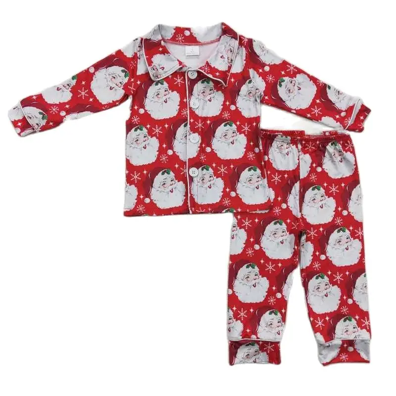 

Boys Santa Red Long Sleeve Pants Pajama Set