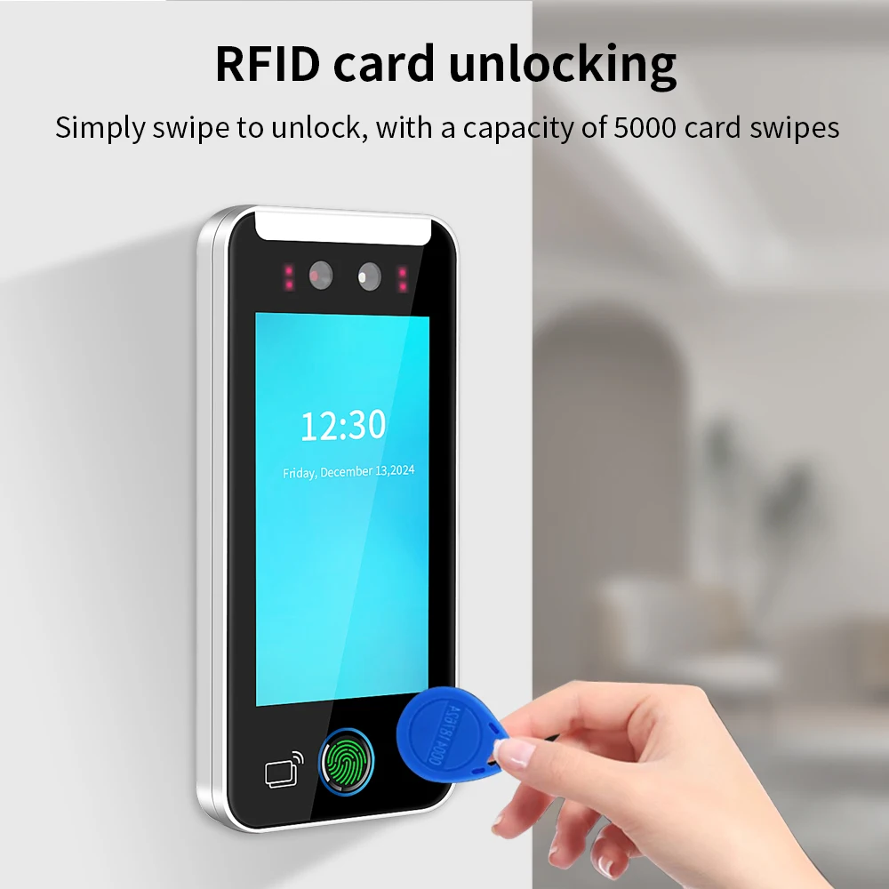 Smart Dynamic 5in Face Recognition Attendance For Fingerprint Access Control System Touch Screen Server TCP IP 1080P HD Screen