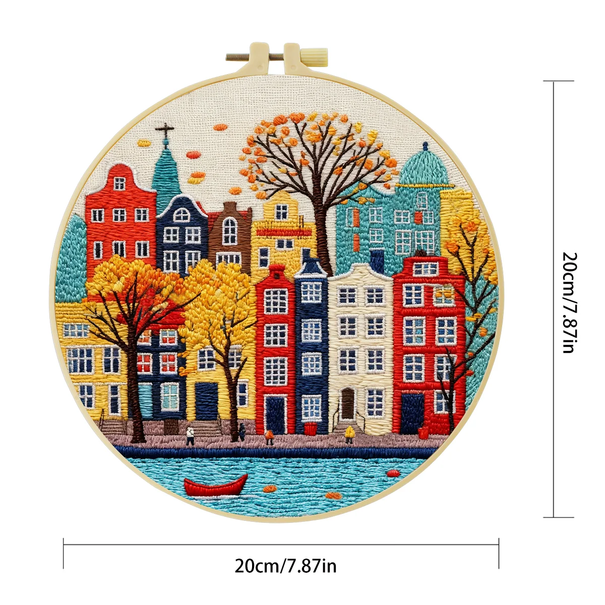 1 Stück 20X20CM/15X15CM 7,87/6,3 Zoll Architektur-Stickerei-Starter-Kit DIY-Kit DIY-Stickerei-Set Handarbeiten Heimdekoration – Detail 4
