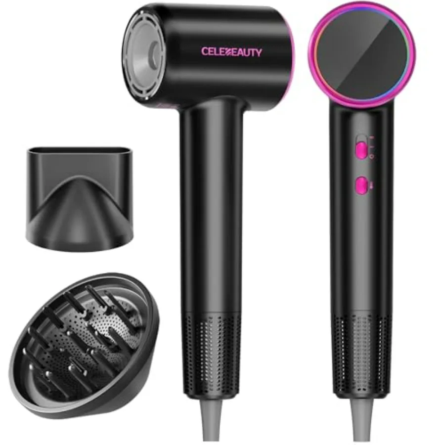 

Hair Dryer for Home Travel Salon Use, Ceramic Ionic Material, Black Color, 110000 RPM Brushless Motor for Fast Drying Frizz Con