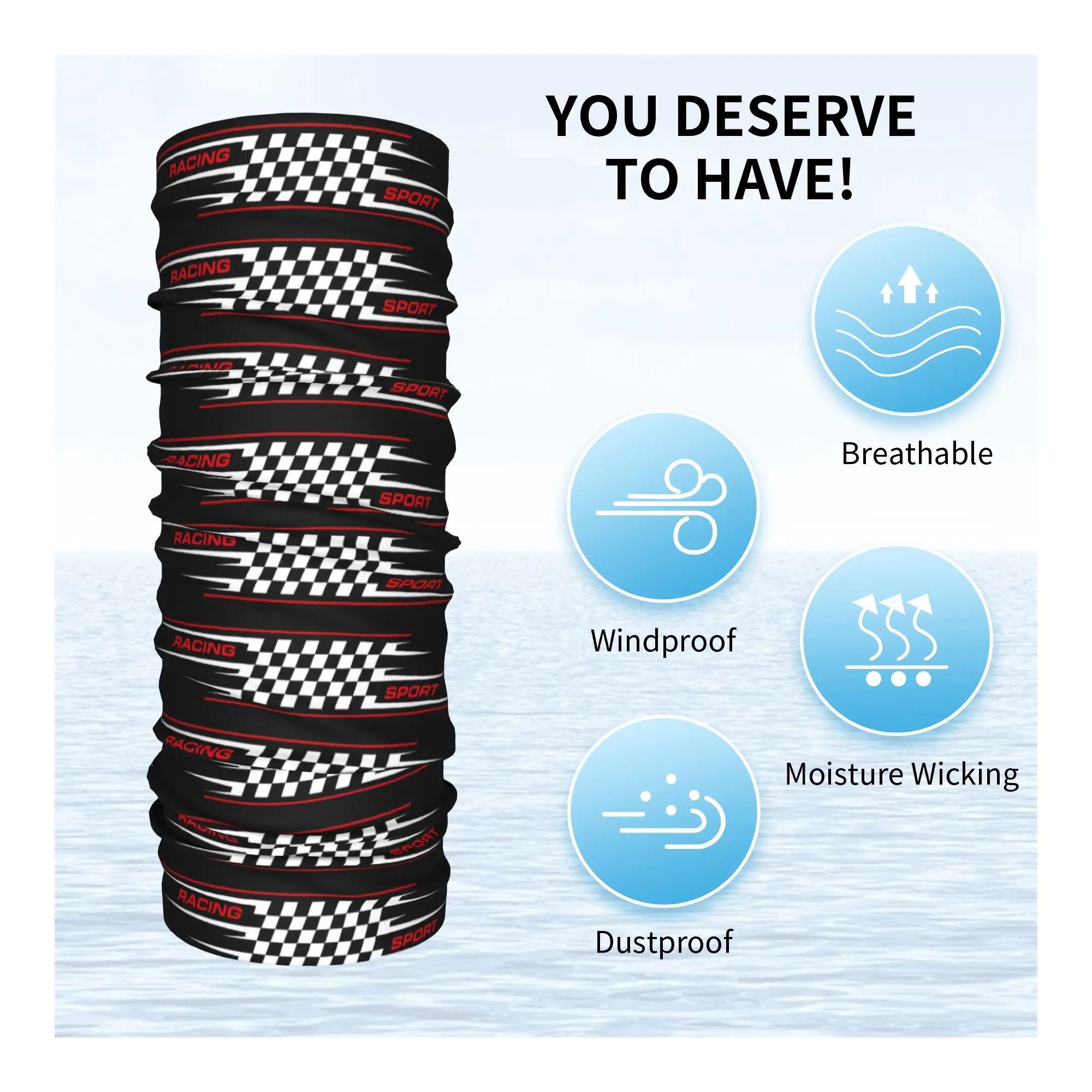 Custom Racing Speed Rally Race Motion Bandana Neck Gaiter Windproof Face Scarf Cover Men Checkered Headband Tube Balaclava