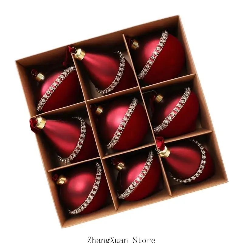 Kunststoff-Weihnachtskugelkollektion, hängende Kugeln mit Metalloberteil und Schmuckbesatz für Innendekorationen 3XUF – Detail 3