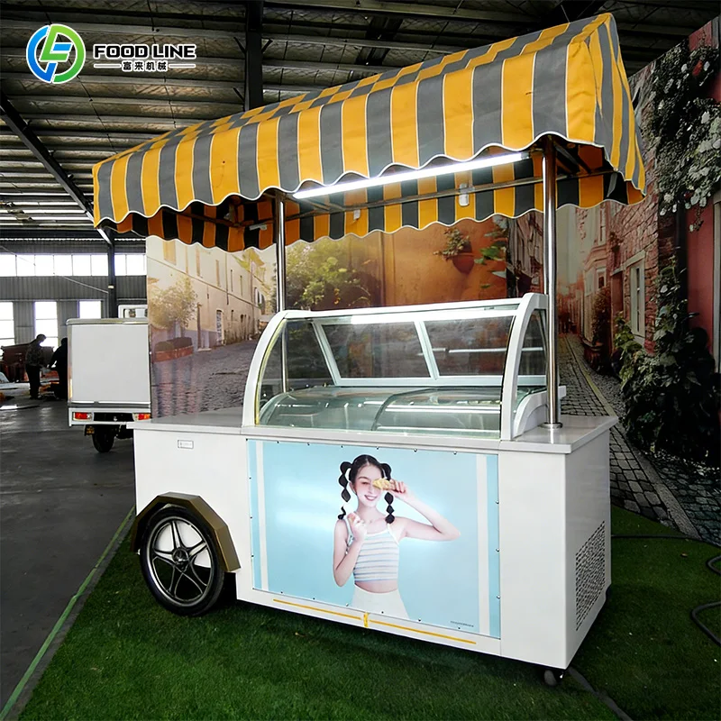 Mini Ice Cream Cart Mobile Sweet Snack Trolley Portable Street Food Trailer For Outdoor Beach And Scenic Spot Retail Business view 4