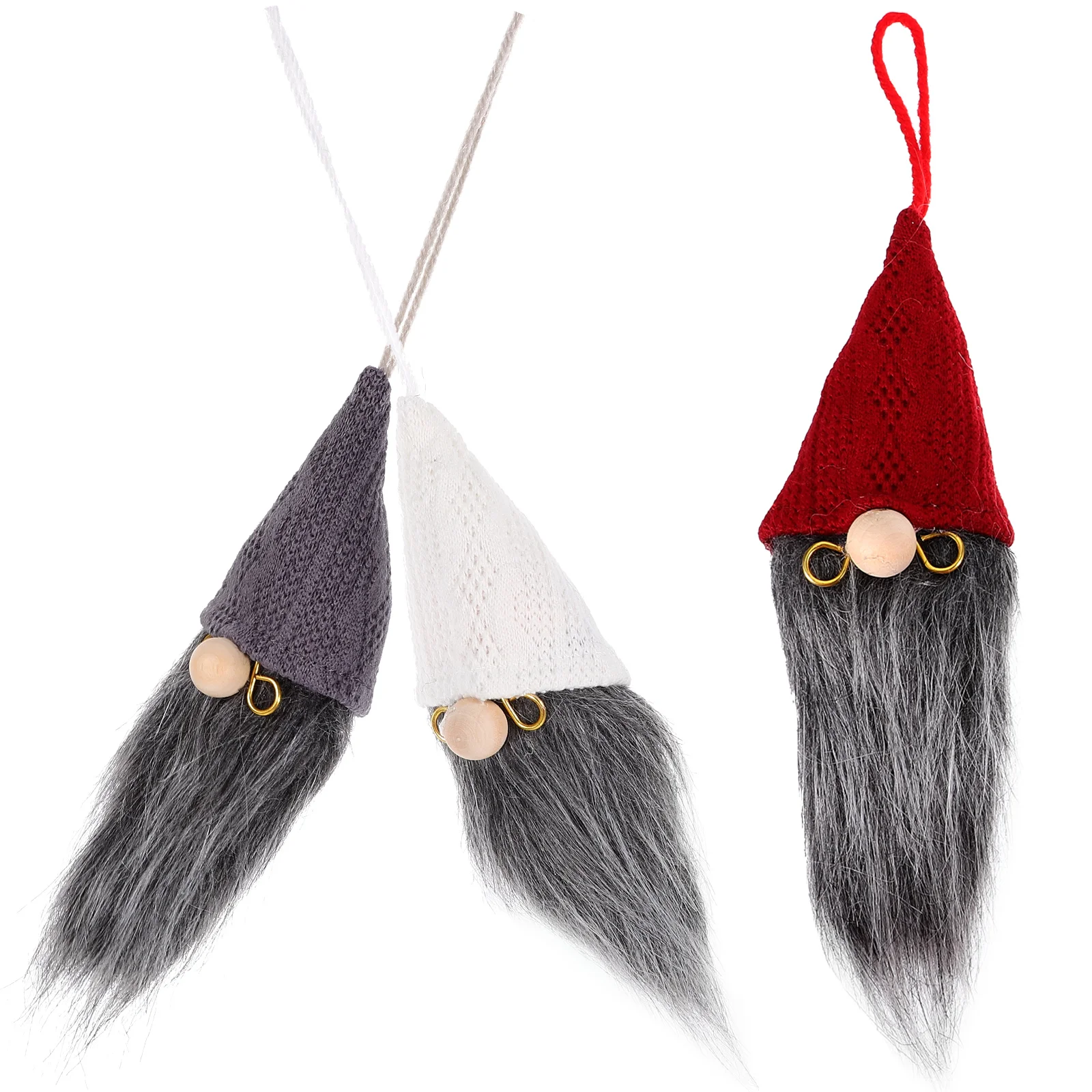 

3 Pcs Elder naments Xmas Gnome Christmas Gnome Pendant Pendants Christmas Tree Decorations Red White Gray Beards