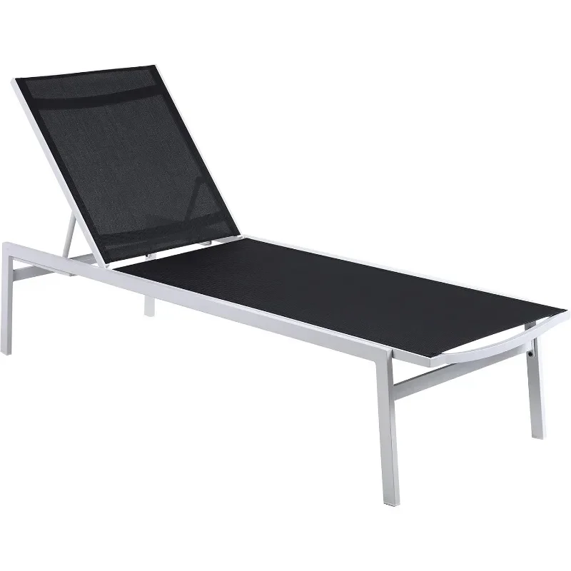 

Contemporary Outdoor Patio Chaise Lounge Chair, 25" W x 78.75" D x 15.75" - 39.5" H, Black