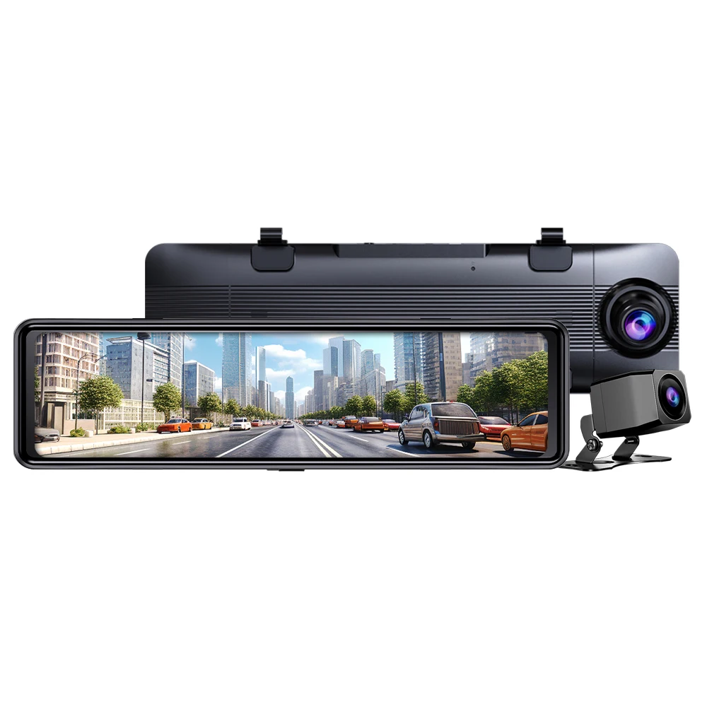 10.99 Inch Touch Screen 1080p Stream Vehicle DVR Rearview Mirror Dash Cam Front and Rear Dual Lens Dashcam 1080p Car Dash Camera