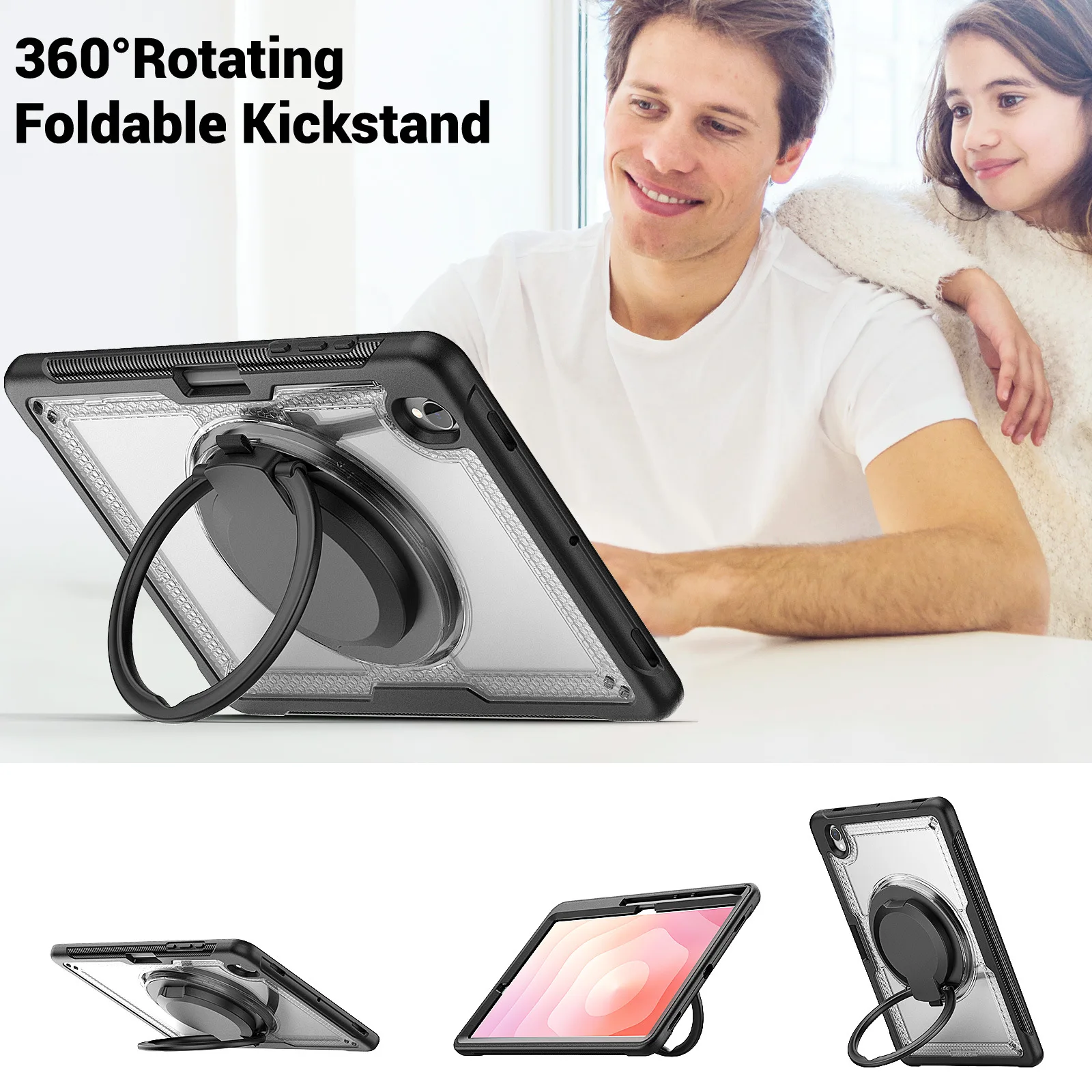 

Чехол-подставка с вращением на 360° для Samsung Tab S10 Lite, S11, A9, A11 Plus с ремешком на запястье, полная защита, Funda