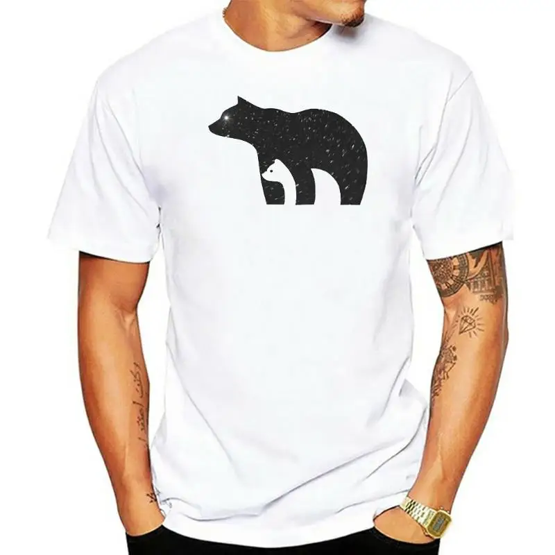 100% Cotton Hot Sales Fashion Mom ;Baby Bear Men T-Shirt Funny Polar Bear Printed Tee O Neck Casual Graphic Tshirt Hipster Tee