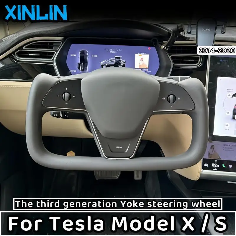 Model X Style New 3.0 Yoke Steering Wheel For Tesla Model X/Model S Handle Steering Wheel With Heating Personalized 2014 - 2020