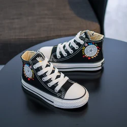 0323 opoee Spring and Autumn New Embroidery Breathable Versatile Children's Canvas Shoes Fashion Student Board Shoes Lace Up