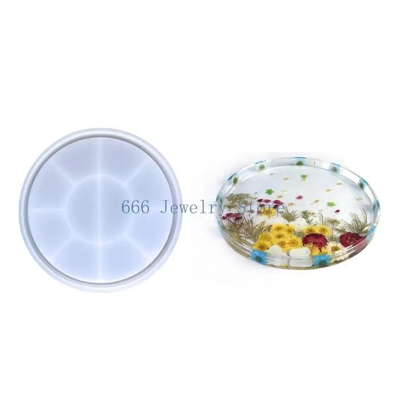 

F2TD Round Storage Tray Silicone Mold Jewelry Display Pan Epoxy Resin Molds