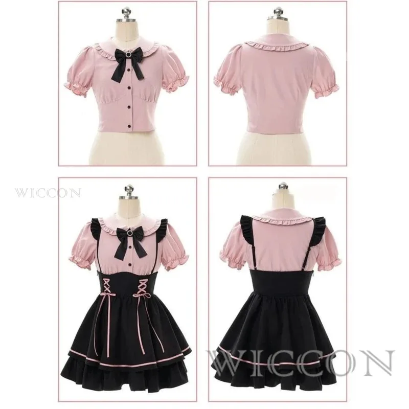 

In Stock Jirai Kei Overall Dress Japanese Lolita Mine Style Pinafore Skirt Pink Kawaii y2k Kawai Sweet Bow Girly Belt Customi