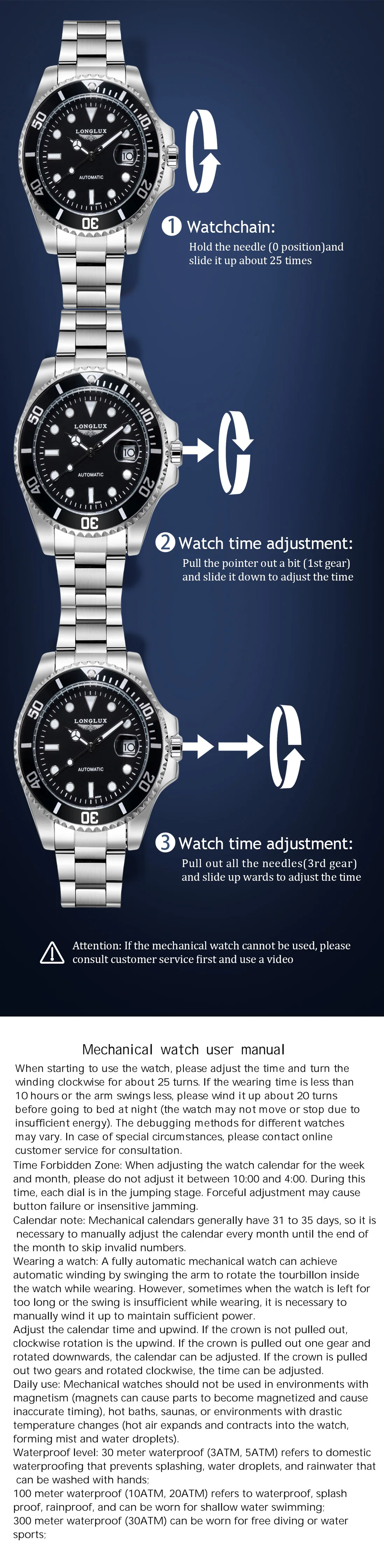 ساعة أوتوماتيكية للرجال، ساعات ميكانيكية مقاومة للماء، ساعة رجالية فاخرة من الفولاذ المقاوم للصدأ، هدية للرجال