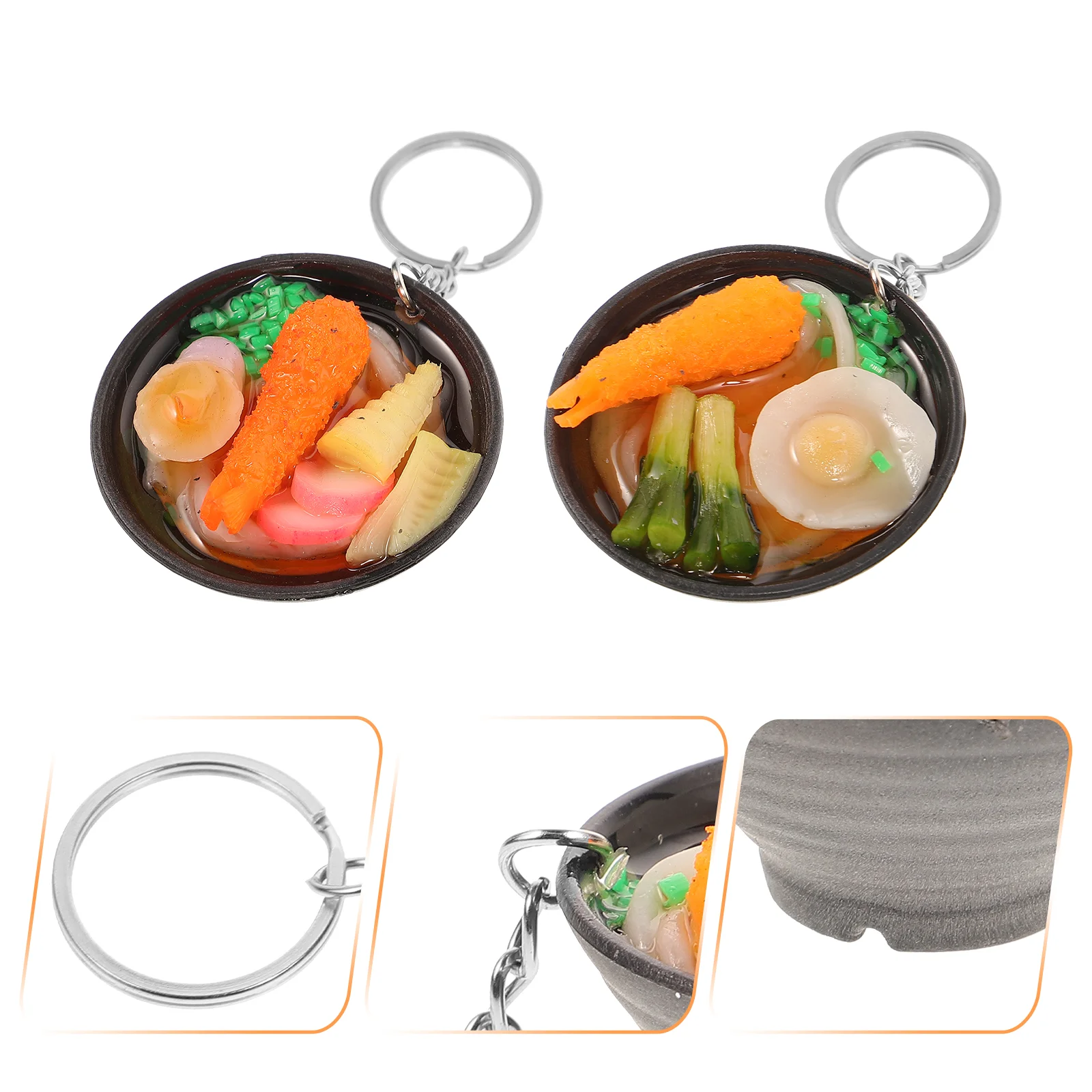 2-delige sleutelhanger Voedsel Keuken Sleutelhangers Bakken Chef Ring Ramen Geschenken Levensechte Kom Levendige Simulatie Sleutelhanger Hanger