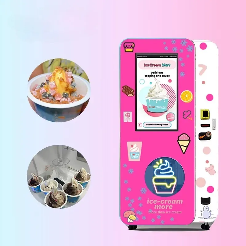 Smart Automatic Soft Ice Cream Machine Self Service Vendor Robot Design Fun Touchscreen Ice Cream Maker