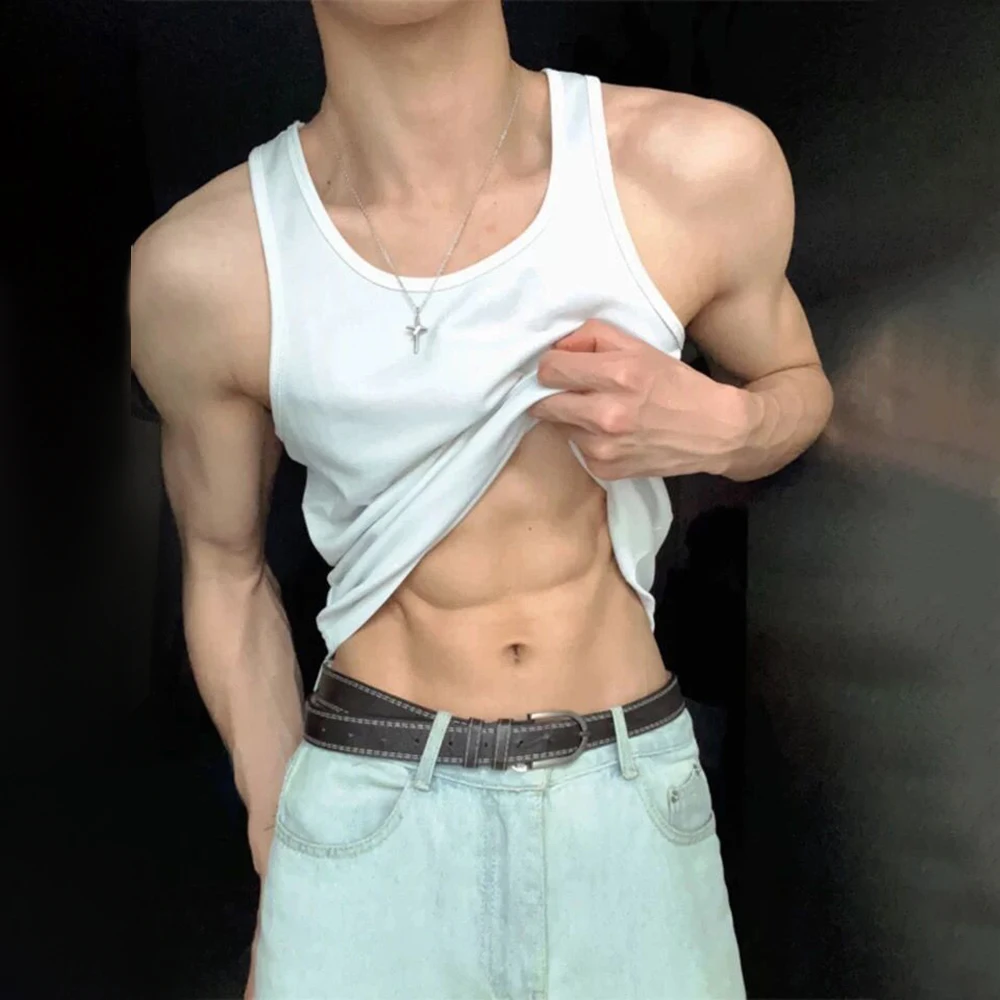 Mens Vest Plain Casual Cotton Tank Top Spring Gym Sports Fitness Daily All-Match Classic Sleeveless Top Men\'S Clothing 2025 New