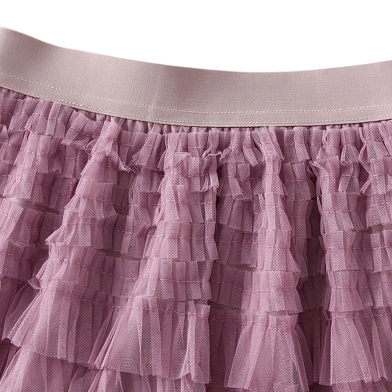 Kawaii Tiered Mesh Ruffle A-line Skirt Low Waist Lolita Style Mini Skirts Y2K Soft Girl Dollcore Skirts Japanese Style Bottom