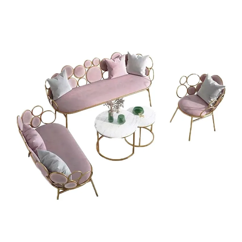 Wrought iron sofa living room office bar light luxury simple modern small apartment single combination creative tables and
