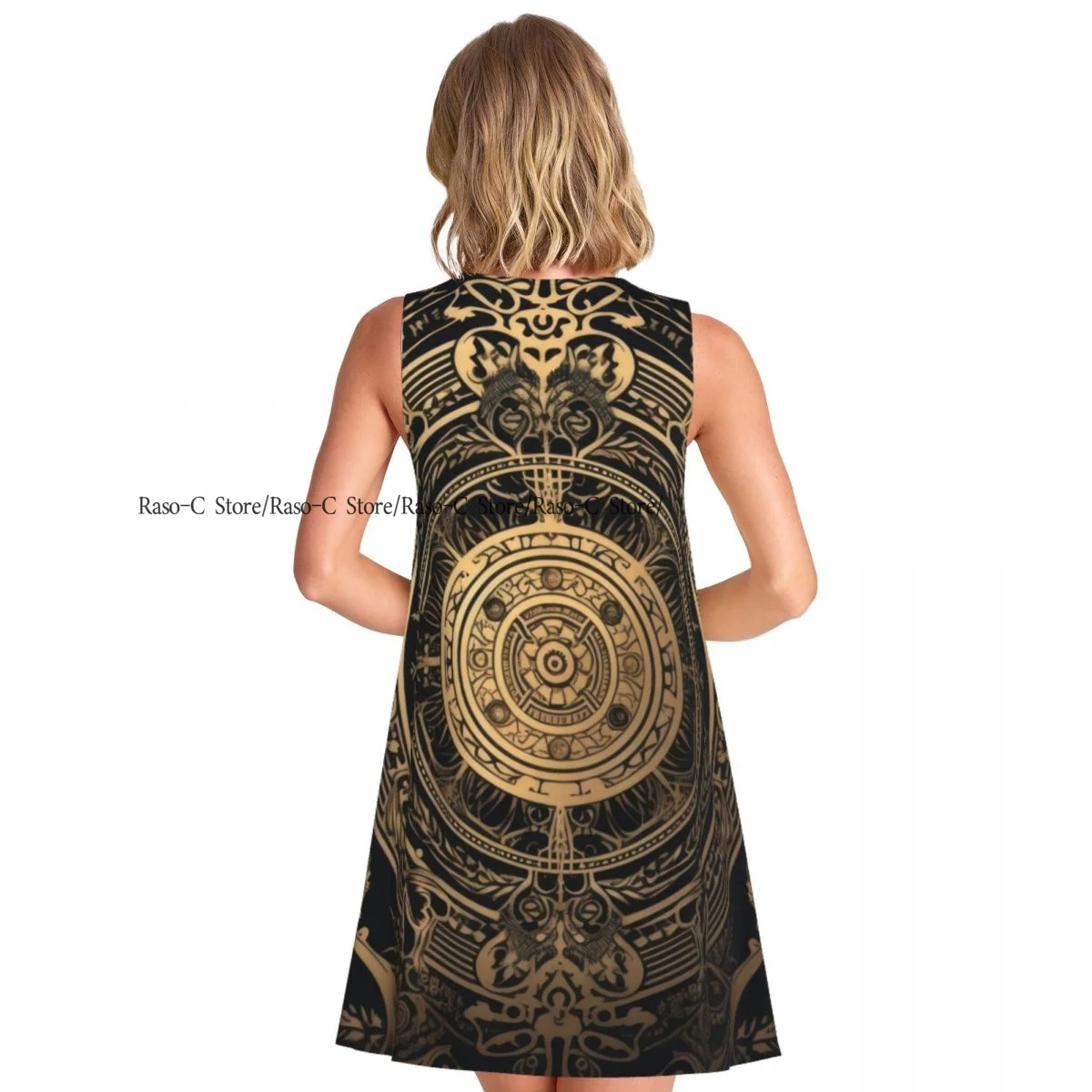 ชุดสตรี Golden Steampunk ฤดูร้อน Casual T เสื้อชายหาดชุดถัง