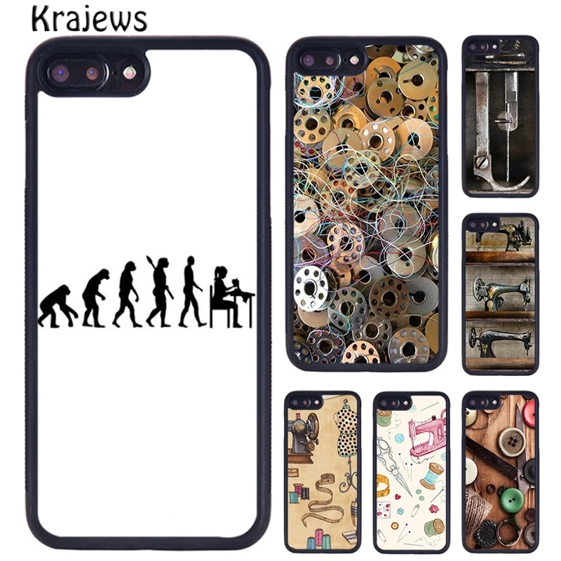 Krajews Sewing Machine Pattern Phone Case Cover For iPhone 16 15 14 plus X XR XS 11 12 13 pro max coque