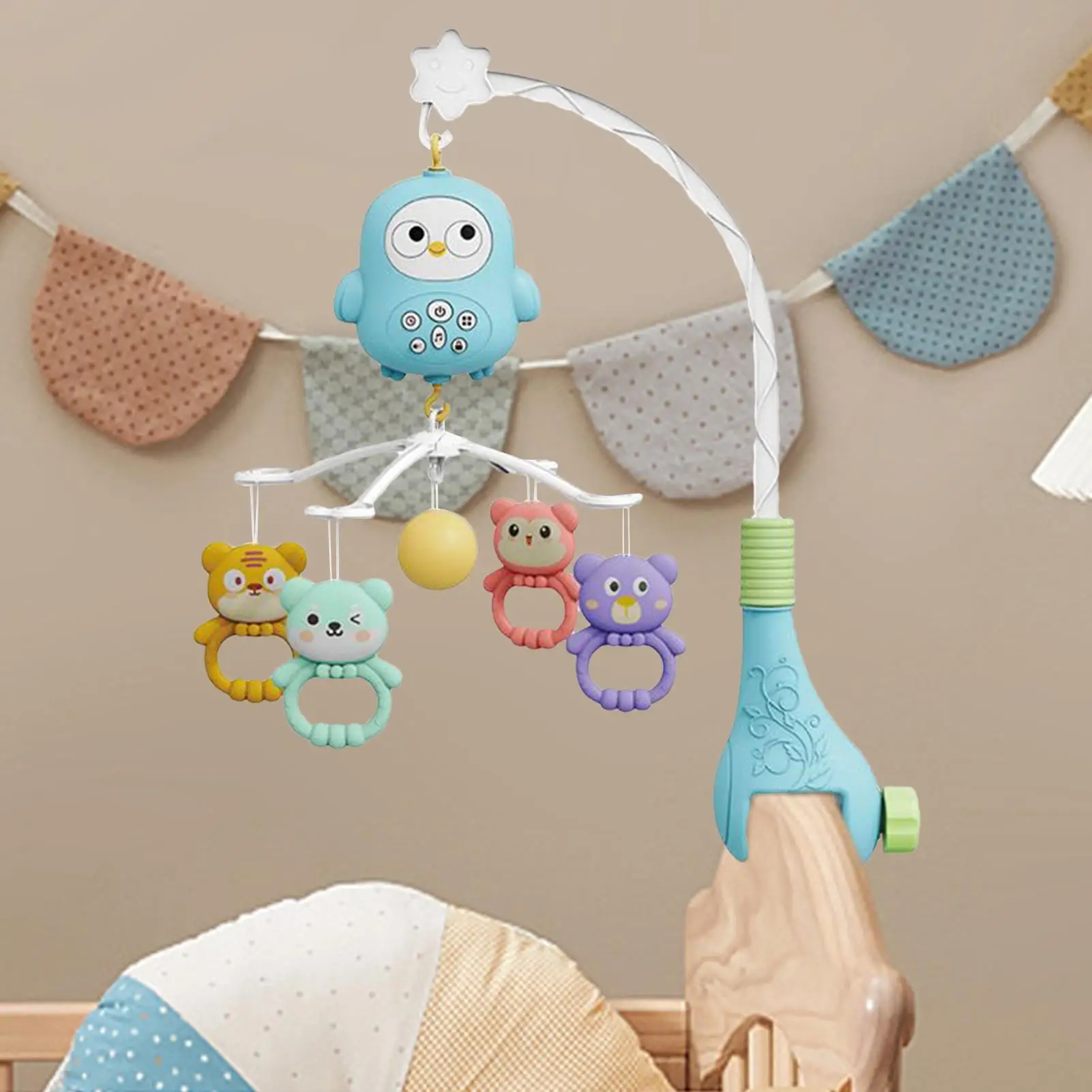 Remote Control Musical Baby Crib Mobile toy with Lights Music Projection for Infants Crib Toys for Newborn Baby Mobile for Crib